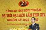 Ông Dương Văn An, Bí thư Tỉnh ủy Bình Thuận khóa XIV, nhiệm kỳ 2020-2025 phát biểu. (Ảnh: Nguyễn Thanh/TTXVN)