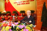 Đồng chí Nguyễn Phú Trọng, Tổng Bí thư Ban Chấp hành Trung ương khóa XIII, Chủ tịch nước CHXHCN Việt Nam đọc Diễn văn bế mạc Đại hội. (Ảnh: TTXVN)