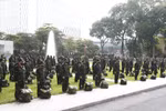 Các cán bộ, nhân viên, học viên trước giờ xuất quân. (Nguồn: Bộ Quốc phòng)