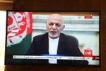Tổng thống Afghanistan Ashraf Ghani phát biểu trên truyền hình tại Kabul, ngày 14/8/2021. (Ảnh: THX/TTXVN)