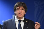 Cựu Thủ hiến vùng Catalonia Carles Puigdemont tại cuộc họp báo ở Brussels, Bỉ ngày 7/9/2018. (Nguồn: AFP/TTXVN)