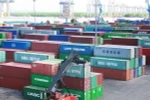 Bãi tập kết container tại Cảng Đình Vũ, Hải Phòng. (Ảnh: Lâm Khánh/TTXVN)