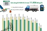 [Infographics] Giá xăng E5 RON92 ở mức 11.956 đồng mỗi lít