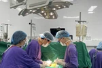 Các bác sỹ thực hiện ca ghép tạng cho bệnh nhân. (Ảnh: PV/Vietnam+)
