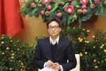 Phó Thủ tướng Vũ Đức Đam, Trưởng Ban Chỉ đạo, chủ trì cuộc họp trực tuyến toàn quốc của Ban Chỉ đạo gia phòng, chống dịch bệnh viêm đường hô hấp do chủng mới của virus Corona (COVID-19). ( Ảnh: Văn Điệp/TTXVN)