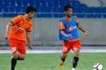 Đội tuyển Việt Nam vừa có buổi tập khớp sân đầu tiên ở Mỹ Đình tối qua. (Ảnh: Minh Chiến/Vietnam+)