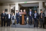 Đại diện cấp cao các nhóm đối lập Syria trong cuộc họp báo tại Geneva (Thụy Sĩ) ngày 13/4. (Nguồn: THX/TTXVN)