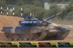 Xe tăng của đội Việt Nam ở chung kết cuộc thi Tank Biathlon.