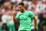 Hazard ăn mừng sau khi ghi bàn đầu tiên cho Real Madrid. (Nguồn: Getty Images)