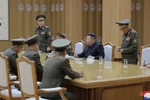 Cuộc họp của nhà lãnh đạo Triều Tiên Kim Jong-Un ngày 15/10. (Ảnh: KCNA)
