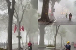 Hồ Gươm mịt mù trong ngày sương mù dày đặc bao phủ Hà Nội
