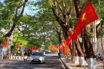 Cờ hoa rực rỡ trên đường phố Cà Mau. (Ảnh: Kim Há/TTXVN)