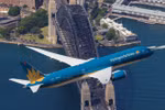 Máy bay Boeing 787 của Vietnam Airlines đến Sydney. (Ảnh: Vietnam Airlines cung cấp)