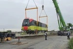 Đoàn tàu đầu tiên tuyến metro Nhổn-ga Hà Nội đã về tới Thủ đô. (Ảnh: MRB cung cấp)