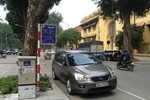 Một điểm trông giữ xe dưới lòng đường qua hệ thống ứng dụng iParking. (Ảnh: Việt Hùng/Vietnam+)