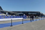 Biểu tượng Embraer tại Triển lãm hàng không Paris, Pháp, ngày 17/6/2019. (Ảnh: AFP/TTXVN)