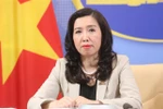 Người Phát ngôn Bộ Ngoại giao Việt Nam Lê Thị Thu Hằng chủ trì họp báo. (Ảnh: Dương Giang/TTXVN)