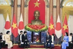 Chủ tịch nước Võ Văn Thưởng và Phu nhân tiếp Hoàng Thái tử Nhật Bản Akishino và Công nương. (Ảnh: Thống Nhất/TTXVN)