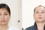 Hai đối tượng liên quan vụ án mua bán hóa đơn. (Ảnh: TTXVN phát)
