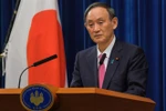 Thủ tướng Nhật Bản Suga Yoshihide tại cuộc họp báo về dịch COVID-19 tại Tokyo, Nhật Bản. (Nguồn: AFP/TTXVN) 