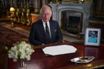 Nhà Vua Anh Charles III trong bài phát biểu đầu tiên được truyền hình trên cả nước và trong khối Thịnh Vượng chung, tại London, ngày 9/9/2022. (Ảnh: AFP/TTXVN) 