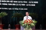 Ông Nguyễn Văn Nên, Bí thư Trung ương Đảng, Bí thư Thành ủy Thành phố Hồ Chí Minh, phát biểu tại buổi gặp mặt. (Ảnh: Xuân Khu/TTXVN) 