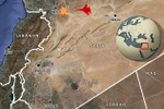 Vị trí căn cứ quân sự của Syria bị không kích. (Nguồn: dailymail.co.uk)