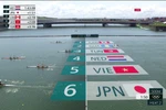Hình ảnh đội rowing Việt Nam thi đấu tại Olympic Tokyo 2020 sáng 24/7. (Ảnh: Chụp màn hình)