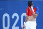 Tay vợt Novak Djokovic trong một trận đấu đơn nam tại Olympic Tokyo 2020 (Nhật Bản), ngày 31/7/2021. (Ảnh: THX/TTXVN)