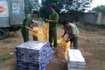 Triệt phá một đường dây buôn lậu thuốc lá. (Nguồn: TTXVN)