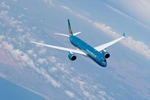 Dòng máy bay thế hệ hiện đại nhất Airbus A350 của Vietnam Airlines được sử dụng để khai thác đường bay Hà Nội-Australia. (Ảnh: CTV/Vietnam+)