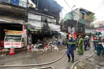 Hiện trường vụ hỏa hoạn (Ảnh: Lê Minh Sơn/Vietnam+)