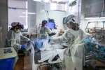 Nhân viên y tế điều trị cho bệnh nhân mắc COVID-19 tại một bệnh viện ở California, Mỹ. (Ảnh: AFP/TTXVN)