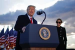 Tổng thống Trump phát biểu tại căn cứ Andrews. (Ảnh: Reuters)