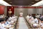 Bí thư Thành ủy Hà Nội Vương Đình Huệ phát biểu. (Ảnh: Văn Điệp/TTXVN)