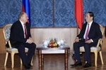 Chủ tịch nước Trần Đại Quang tiếp đồng chí G. Ziuganov, Chủ tịch Đảng Cộng sản Liên bang Nga đến chào xã giao. (Ảnh: Nhan Sáng/TTXVN)