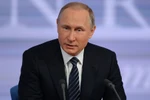 Tổng thống Nga Vladimir Putin tại buổi họp báo. (Nguồn: Sputnik)