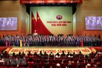 Ban Chấp hành Trung ương Đảng khóa XIII ra mắt Đại hội. (Ảnh: TTXVN)