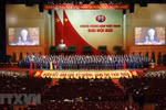 Đồng chí Nguyễn Phú Trọng, Tổng Bí thư BCHTW khóa XIII, Chủ tịch nước CHXHCN Việt Nam thay mặt BCHTW khóa XIII phát biểu ý kiến. (Ảnh: TTXVN) 