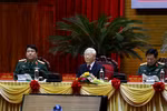 Tổng Bí thư, Chủ tịch nước Nguyễn Phú Trọng, Bí thư Quân ủy Trung ương chủ trì hội nghị. (Ảnh: Dương Giang/TTXVN)