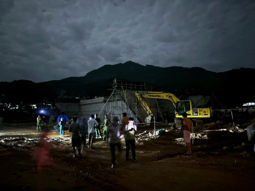 Hiện trường vụ sập hầm chui dân sinh thuộc dự án cao tốc Tuyên Quang-Hà Giang. (Ảnh: Quang Cường/TTXVN)