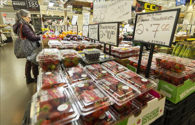 Người tiêu dùng mua sắm tại một siêu thị ở Ontario, Canada. (Ảnh: THX/TTXVN)