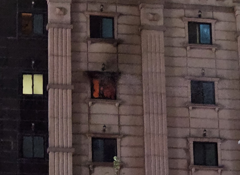 Hiện trường vụ cháy khách sạn tại Bucheon, Hàn Quốc, ngày 22/8. (Ảnh: THX/TTXVN)