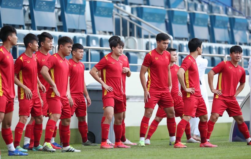 Đội tuyển Việt Nam đang đứng đầu bảng G vòng loại thứ hai World Cup 2022 với 17 điểm. (Ảnh: TTXVN) 