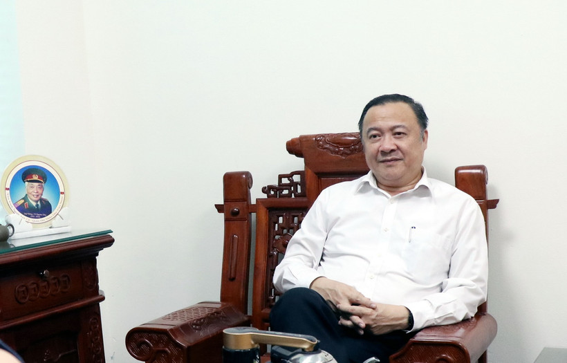 Ông Hoàng Anh Trung, Bí thư Đảng ủy Khối các cơ quan tỉnh Thái Nguyên nêu quan điểm về Quy định 144. (Ảnh: Thu Hằng/TTXVN)