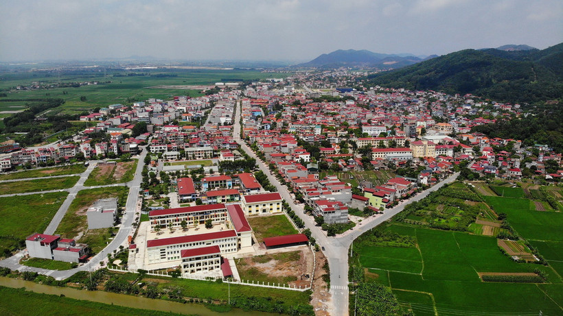 Hệ thống giao thông trên địa bàn huyện Yên Dũng, tỉnh Bắc Giang. (Ảnh: Danh Lam/TTXVN)