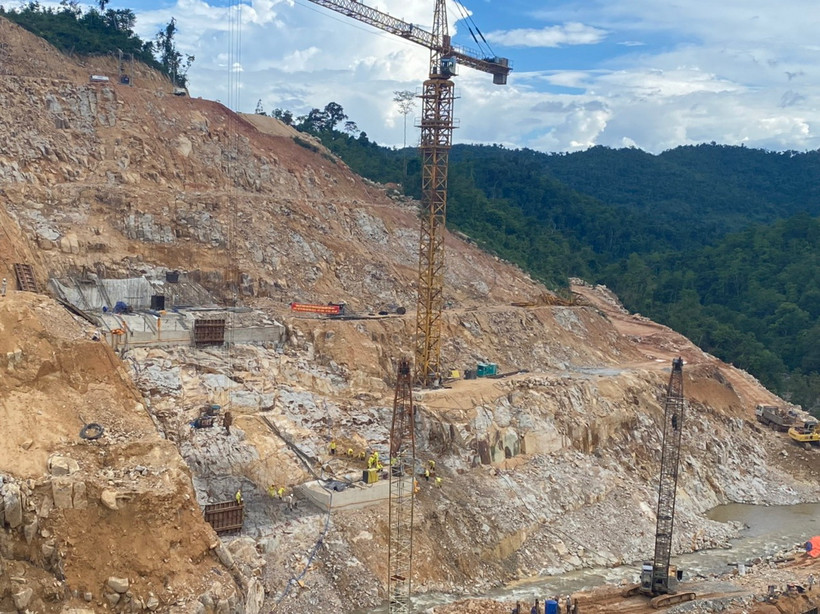 Công trường thi công hồ chứa nước Sông Chò 1. (Nguồn: Báo Khánh Hòa)