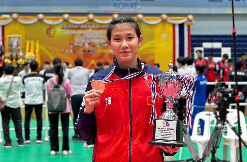 Ở tuổi 20, vận động viên cầu mây Trần Thị Ngọc Yến đạt nhiều thành tích nổi bật. (Ảnh: TTXVN phát)