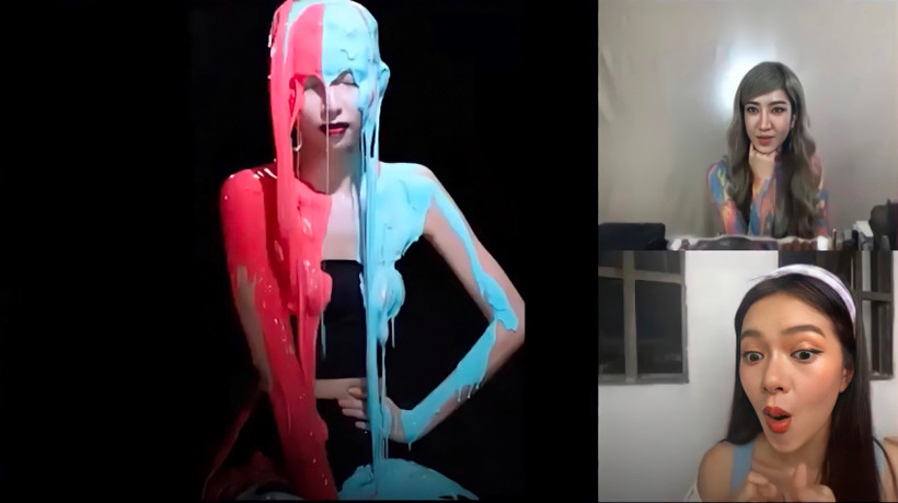 Thử thách đổ sơn lên mẫu. (Ảnh chụp màn hình)