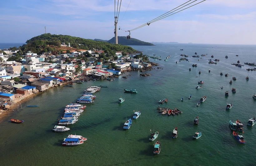 Làng chài Hòn Thơm, Phú Quốc. (Ảnh: Dương Giang/TTXVN)